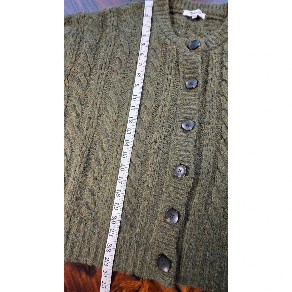 Madewell Cable Knit Cardigan Marled Button Crewneck Coast ANTHROPOLOGIE